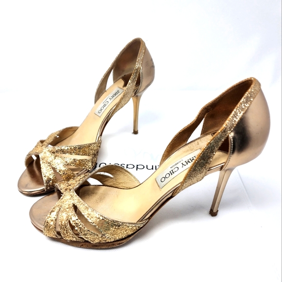 Jimmy Choo Gold Leather Pumps 39.5 - Picture 1 of 10